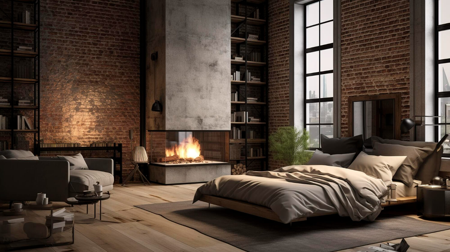 Industrial Loft Bedroom